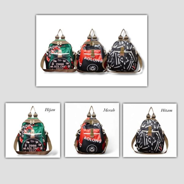 AOLONG Tas Ransel Wanita AYARA 5037 #RS.200 - Backpack Sekolah Cewek Bahan Parasut Premium - Image 6