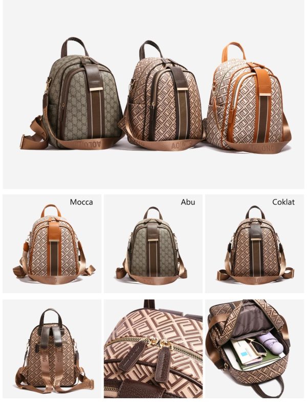 AOLONG  RANTY -  5035 # Tas Ransel Wanita - Backpack Cewek Bahan Kulit PU Leather Premium - Image 7