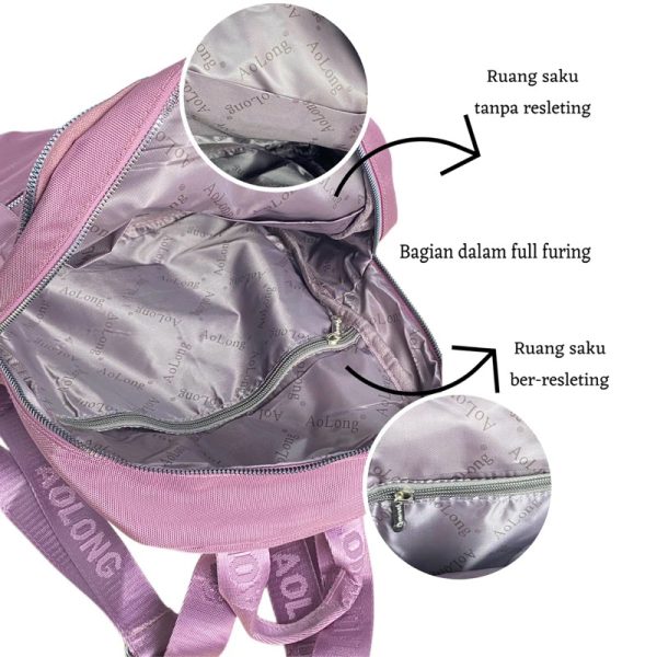 AOLONG Rayyanza 8306# Ransel Sekolah Bahan Kanvas Premium Tebal  Cocok Untuk Sekolah Sampai Kuliah - Image 7